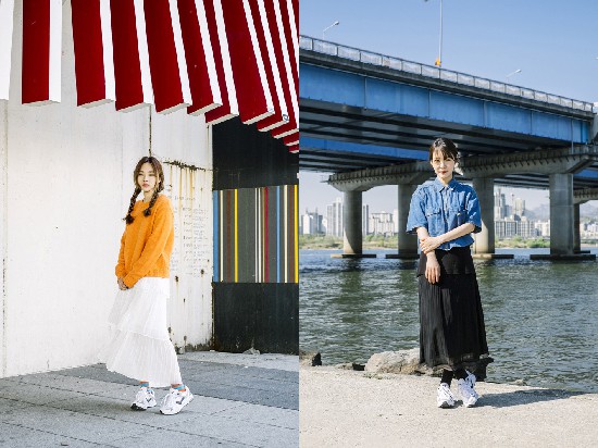 ▲ 하늘하늘 롱스커트 + 화이트 운동화