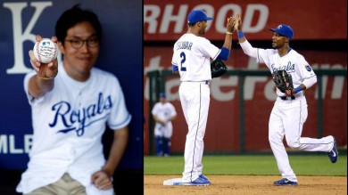 ▲캔자스시티 열혈팬 이상우씨 (2014 월드시리즈)/출처:BaseballGEN