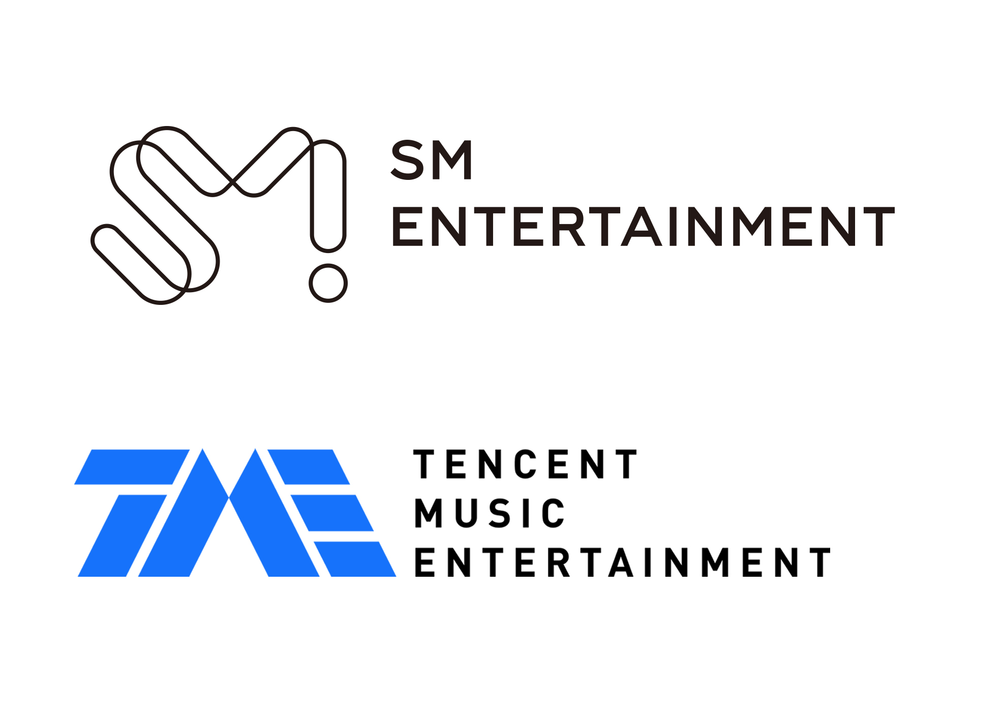 (위부터) SM엔터테인먼트, 텐센트 뮤직 엔터테인먼트 그룹 CI 이미지.jpg